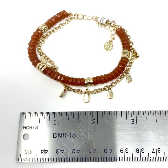 NWT Free People Odessa Layered Bracelet Gold Red Beads - Picture 5 of 5